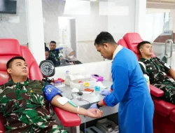 Penuhi Ketersediaan Darah, Prajurit Yonpomad Donor Darah